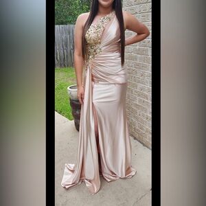 Stunning Gold Embellished Prom Dress